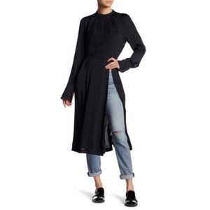 Mock Neck Embroidered Long Sleeve Dress